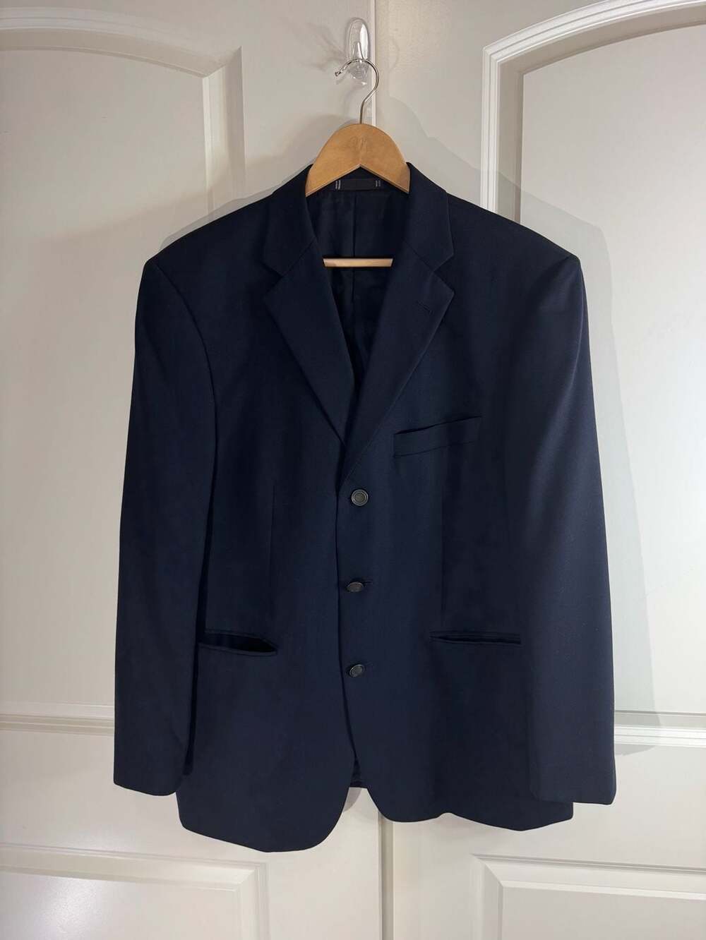Emanuel Ungaro Mens Navy Blue Wool Three-Button Blazer 41S